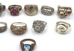 Group lot of Vintage 925 sterling silver 12 rings