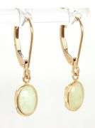 14kt Yellow gold oval green Jade bezel set drop earrings