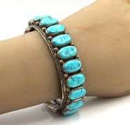 Vintage 925 sterling silver signed Turquoise cuff bangle