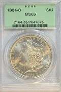 Old Green Label PCGS MS65 graded 1884-O Morgan Silver Dollar