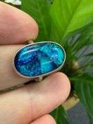 Sterling Silver 925 One of a Kind Dichroic Glass Ring Size 8