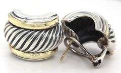 David Yurman 2 tone Cable CoCigar huggie hoop