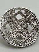 925 Sterling Silver Filigree Round Crystal Pave With carved Rose Motif In Center Pendant With Double