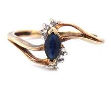 10kt Yellow gold blue sapphire and diamond ring