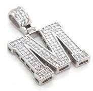 925 Sterling silver Initial M cubic zirconia pendant