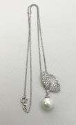 925 Sterling Silver Butterfly Wing Pendant With Drop Pearl And Chain Necklace