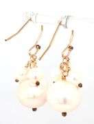 14kt Yellow gold pearl drop dangle earrings
