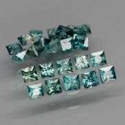 Collectors 1.84ct set of blue green princess cut Sapphires! Heated only!