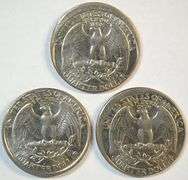 3 Lustrous off-center Washington Quarter errors