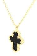 925 Sterling silver black onyx cross pendant on chain