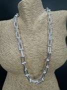 Sterling Silver Diamond-Cut Paperclip Bead Chain Necklace 18"