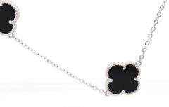 925 Sterling silver 5 clover black onyx necklace