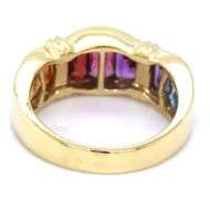 18kt Yellow gold multi color stone wave ring