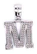 925 Sterling silver Initial M cubic zirconia pendant