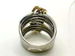 Sparkling 14 K White and Yellow Gold Plated Simulated Diamond Ring.