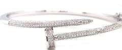925 Sterling silver cubic zirconia nail bangle bracelet