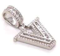 925 Sterling silver Initial V cubic zirconia pendant