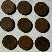 Nine Full Liberty 1900 Era Indian Cents