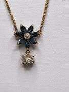 Rare Italian vintage 18k gold chain and sapphire and diamond pendent