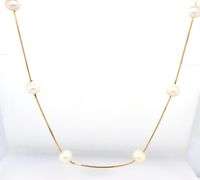 14kt Yellow gold 6.5-7mm pearl station necklace