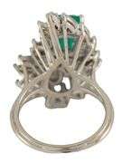 1.50ct Emerald Cut Emerald and 2.25ctw Marquise Diamond Cocktail Ring in 14K