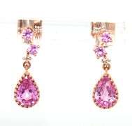 14kt Yellow gold 1.70ctw pink sapphire and diamond earrings