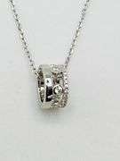 925 Sterling Silver Interlocking Circle With CZ Details Pendant And CZ Station Chain Necklace