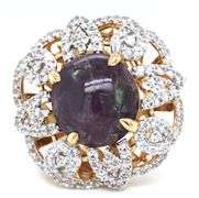 Exquisite Massive 17.08CTS Round Cabochon-Cut Ruby & 2.05CTW White Sapphire in 14K Yellow Gold Over 