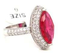 Red marquise and white round cubic zirconia ring