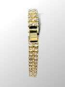14 Kt Yellow Gold Plated 2 Row Simulated Diamond Tennis Bracelet