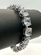 14 Kt. White Gold Plated Simulated 58 Ctw White Diamond Tennis Bracelet