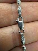 Italian 925 Sterling Silver 3mm Diamond Cut Rice Oval Bead Chain 24" Necklace Italy