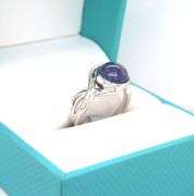 Darling 3.32CTS Round Cabochon-Cut Tanzanite Ring in Sterling Silver
