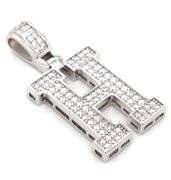 925 Sterling silver Initial H cubic zirconia pendant