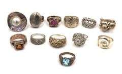 Group lot of Vintage 925 sterling silver 12 rings