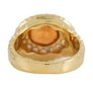 14.50ct Oval Spessartine Garnet and 0.90ctw Diamond Frame Statement Ring in 18K