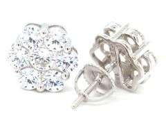 925 Sterling silver flower style cubic zirconia stud earrings