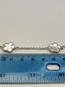 925 Sterling Silver Three Clover White MOP  And One Charm Clover Bracelet