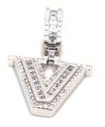 925 Sterling silver Initial V cubic zirconia pendant