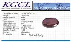 Huge 1650 Ct Natural Mined From The Earth Certified Red Ruby Solitaire
