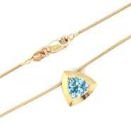 Pretty 14K YG Trillion Cut Aquamarine Pendant on Necklace