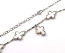 925 Sterling silver mother of pearl cross link necklace