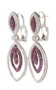 0.50ctw Ruby and 0.30ctw Diamond Marquise Shaped Drop Earrings in 18K