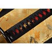 Red Dragon Saya Katana with Folded Damascus Blade