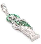 925 Sterling silver green cubic zirconia religious pendant