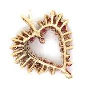 Classicc 14K YG Ruby and Diamond Heart Pendant