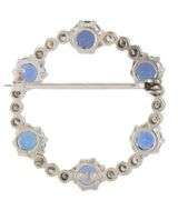 4.50ctw Sapphire and 0.25ctw Single Cut Diamond Circle Brooch in 18K