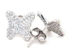 Set of 925 sterling silver butterfly cubic zirconia stud earrings and charm