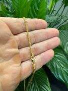 10k Yellow Gold-Hollow Round Braided Wheat Spiga Link Chain 2.2mm Necklace 30"