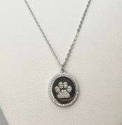 925 Sterling Silver Paw Print Pendant With Crystal pave Necklace